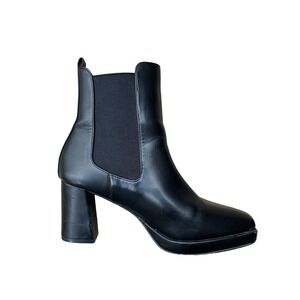 French Connection Penny Pull On Chelsea Boot in Black Vegan Leather Size US 9